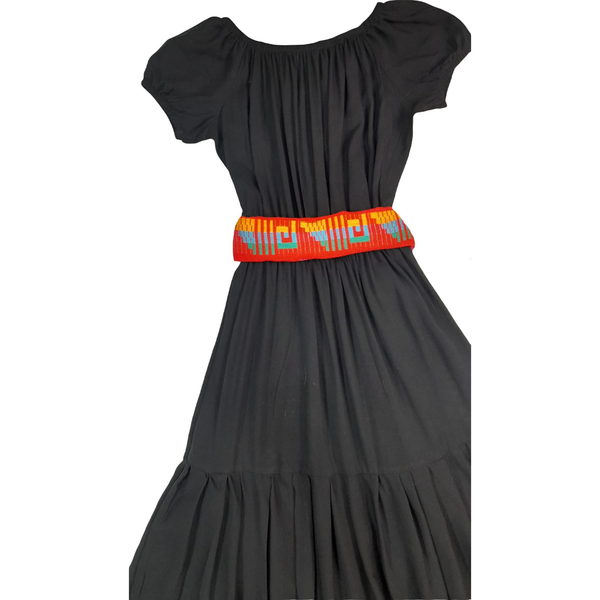 Peasant collar dress and Mexican belt